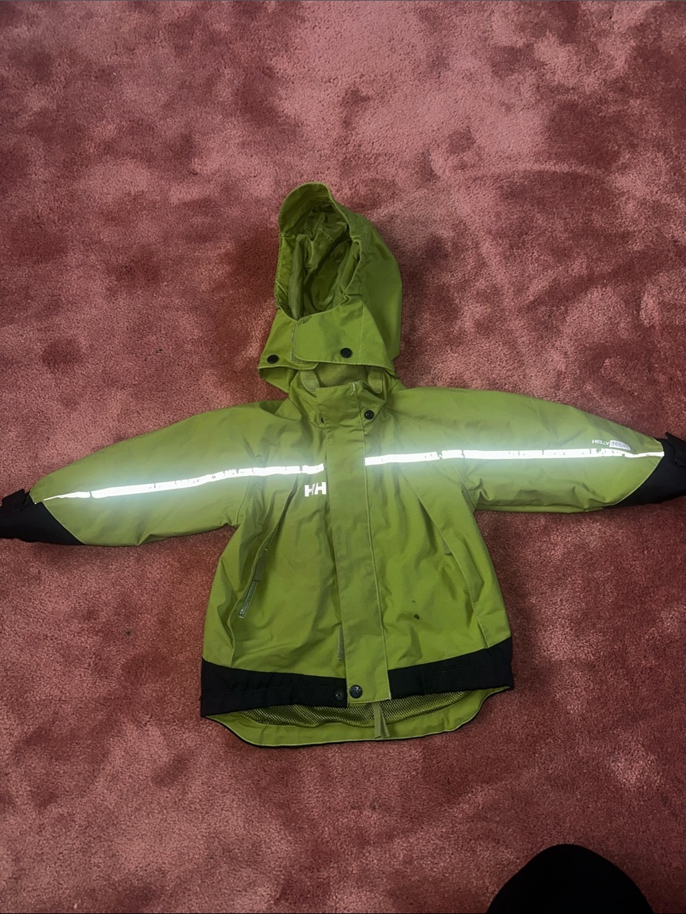 Helly Hansen Kids Lime Green Waterproof Hooded Rain Jacket